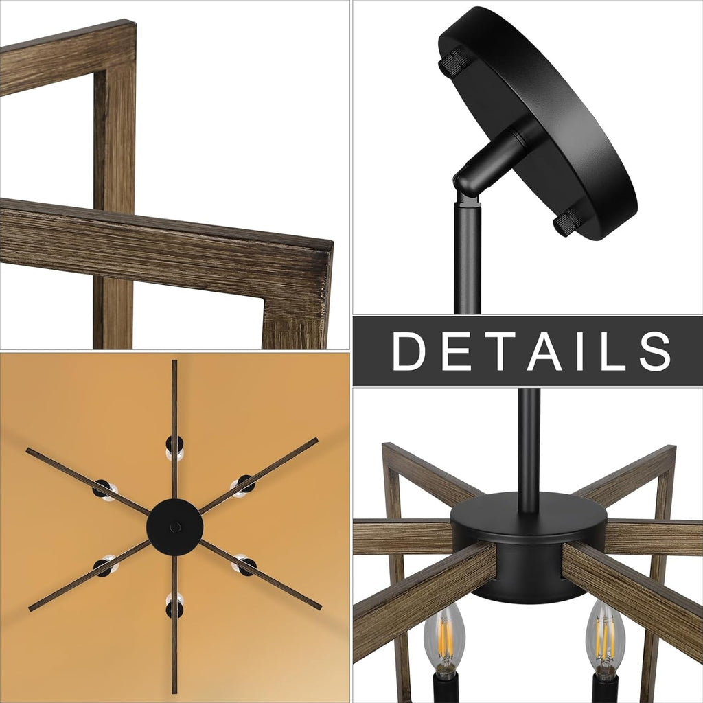 6 Light Black Finish Modern Farmhouse Pendant Lights