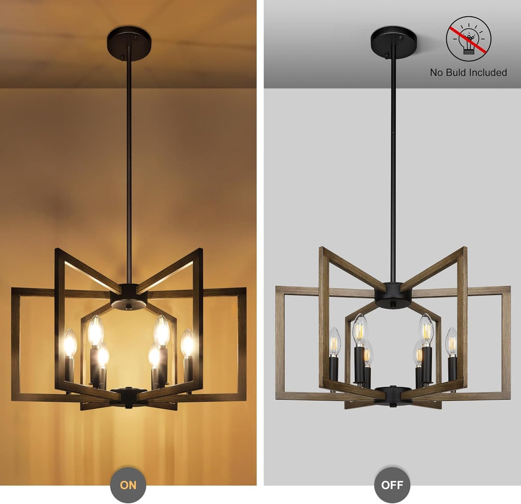 6 Light Black Finish Modern Farmhouse Pendant Lights
