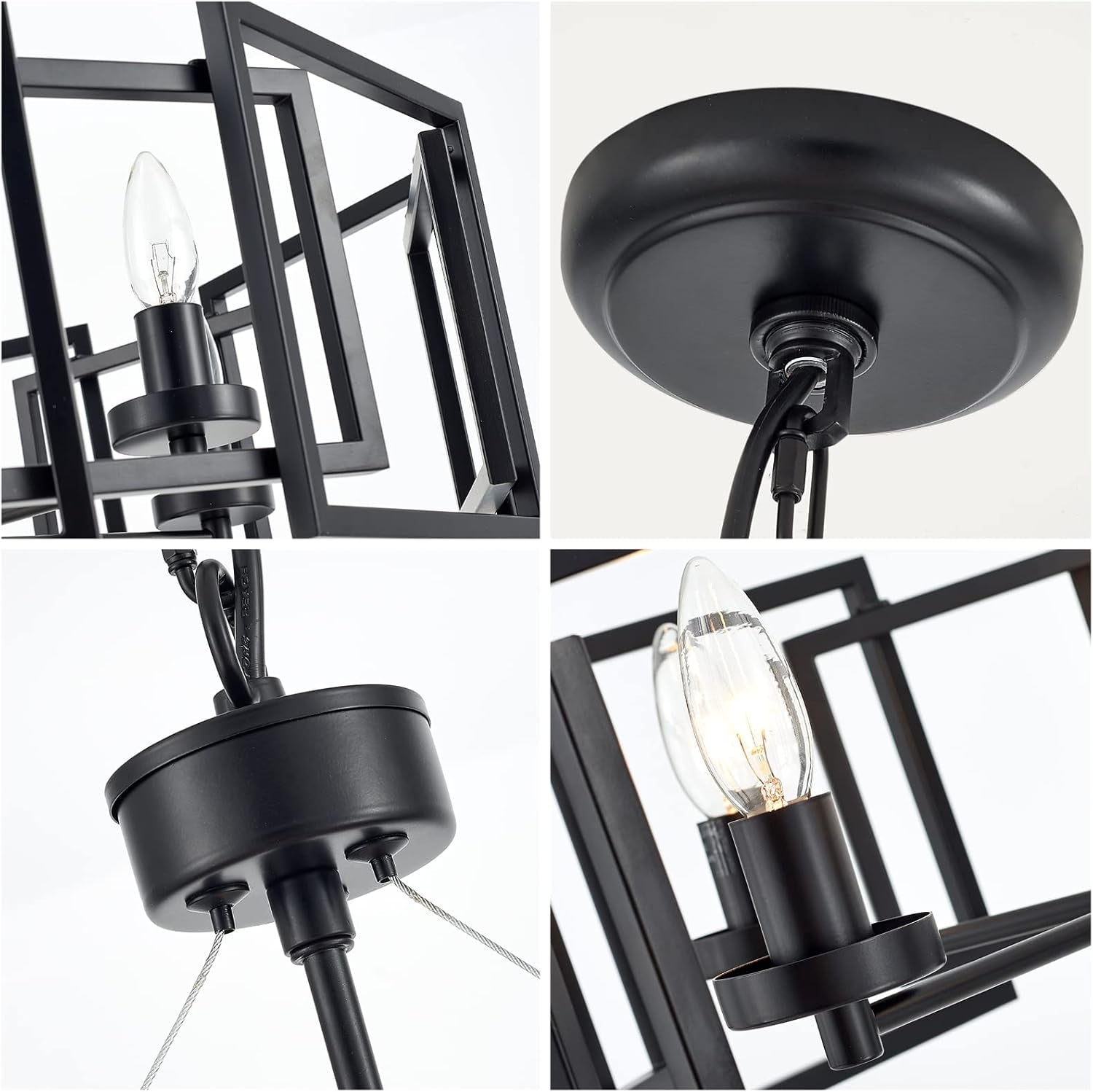 Industrial Style Five Light Matte Black Pendant Chandelier