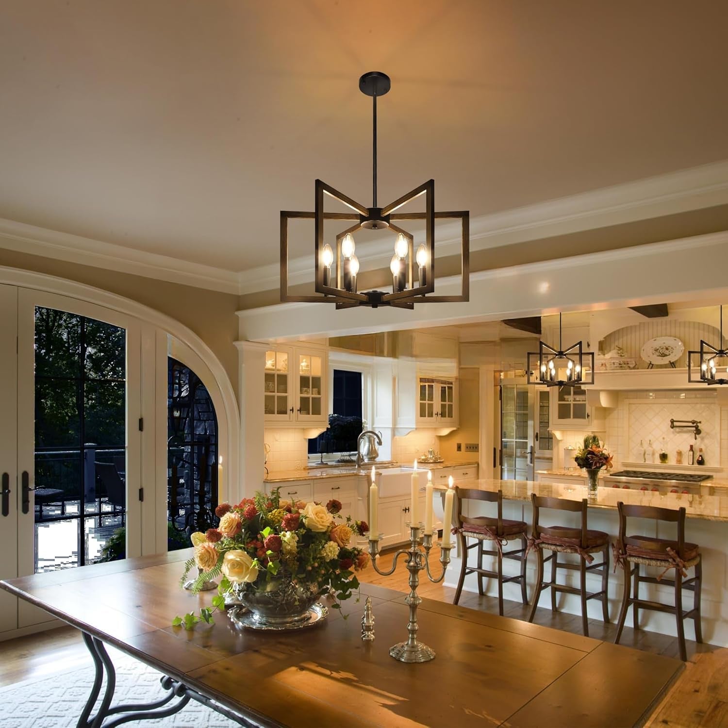 6 Light Black Finish Modern Farmhouse Pendant Lights