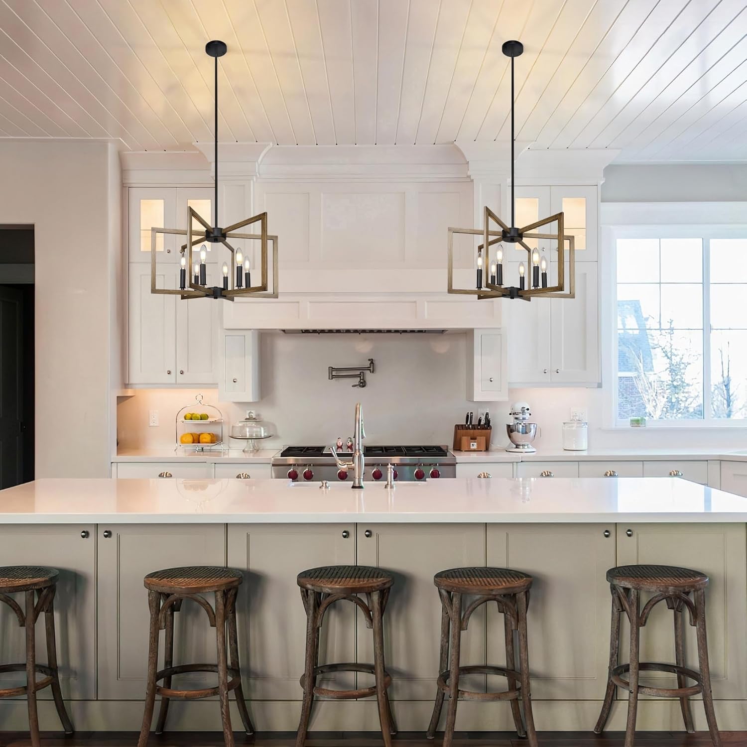6 Light Black Finish Modern Farmhouse Pendant Lights