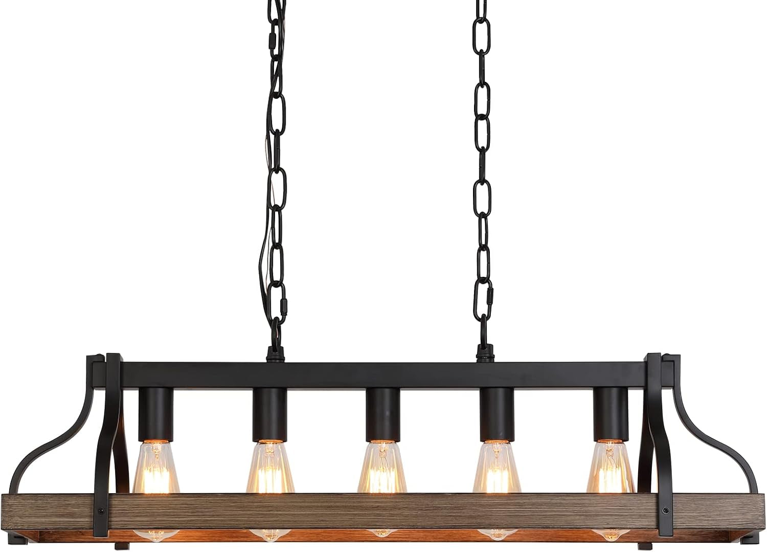 Rustic 5 Light Linear Chandelier Kitchen Island Black