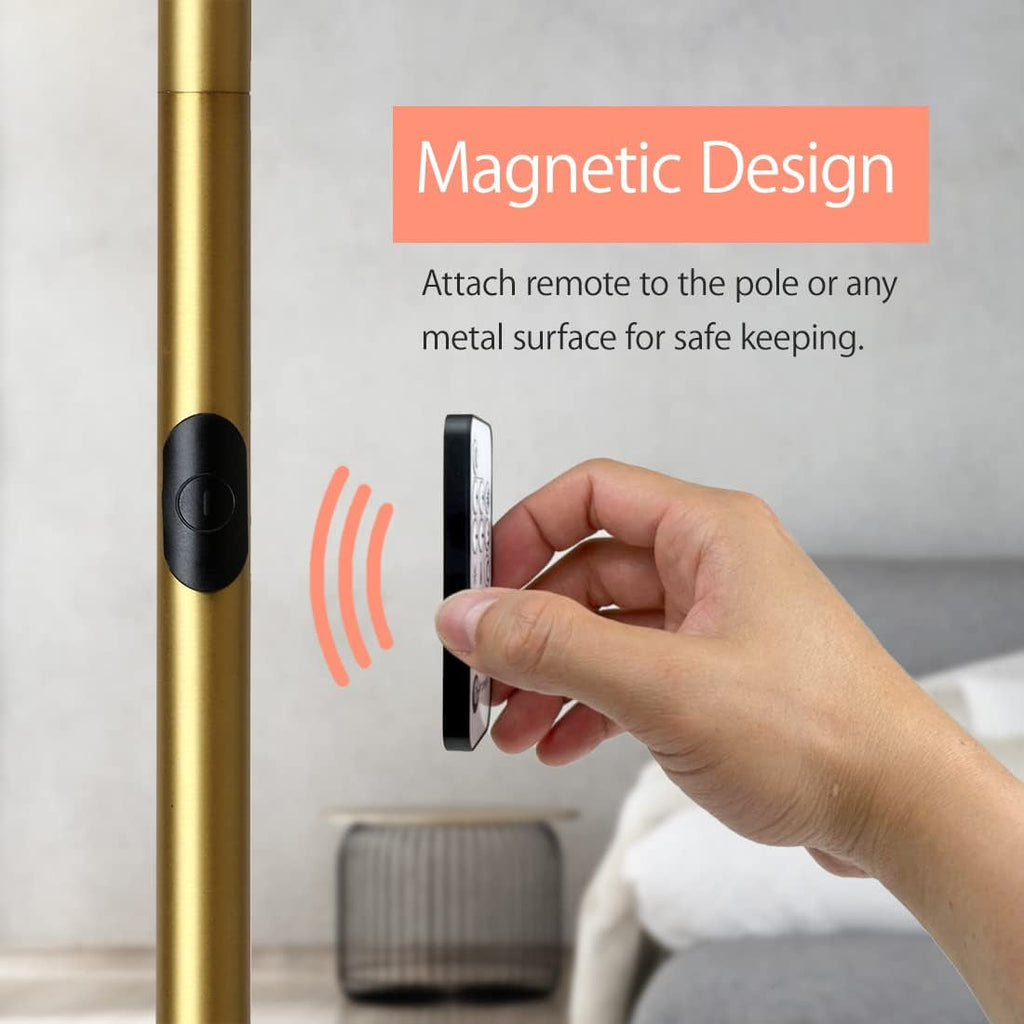 Antique Brass LED Cylinder Floor Lamp With Remote Control