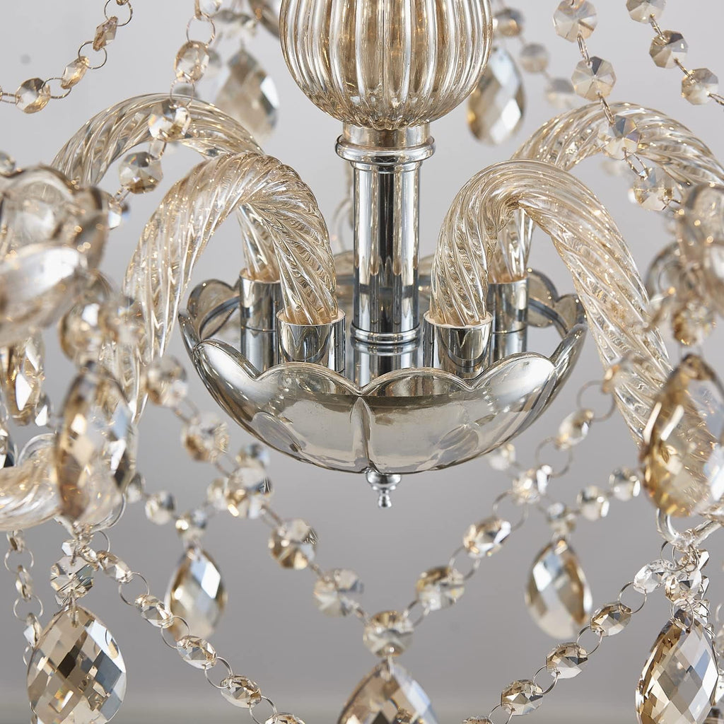 Champagne Crystal Chandelier 5 Light Modern Bedroom