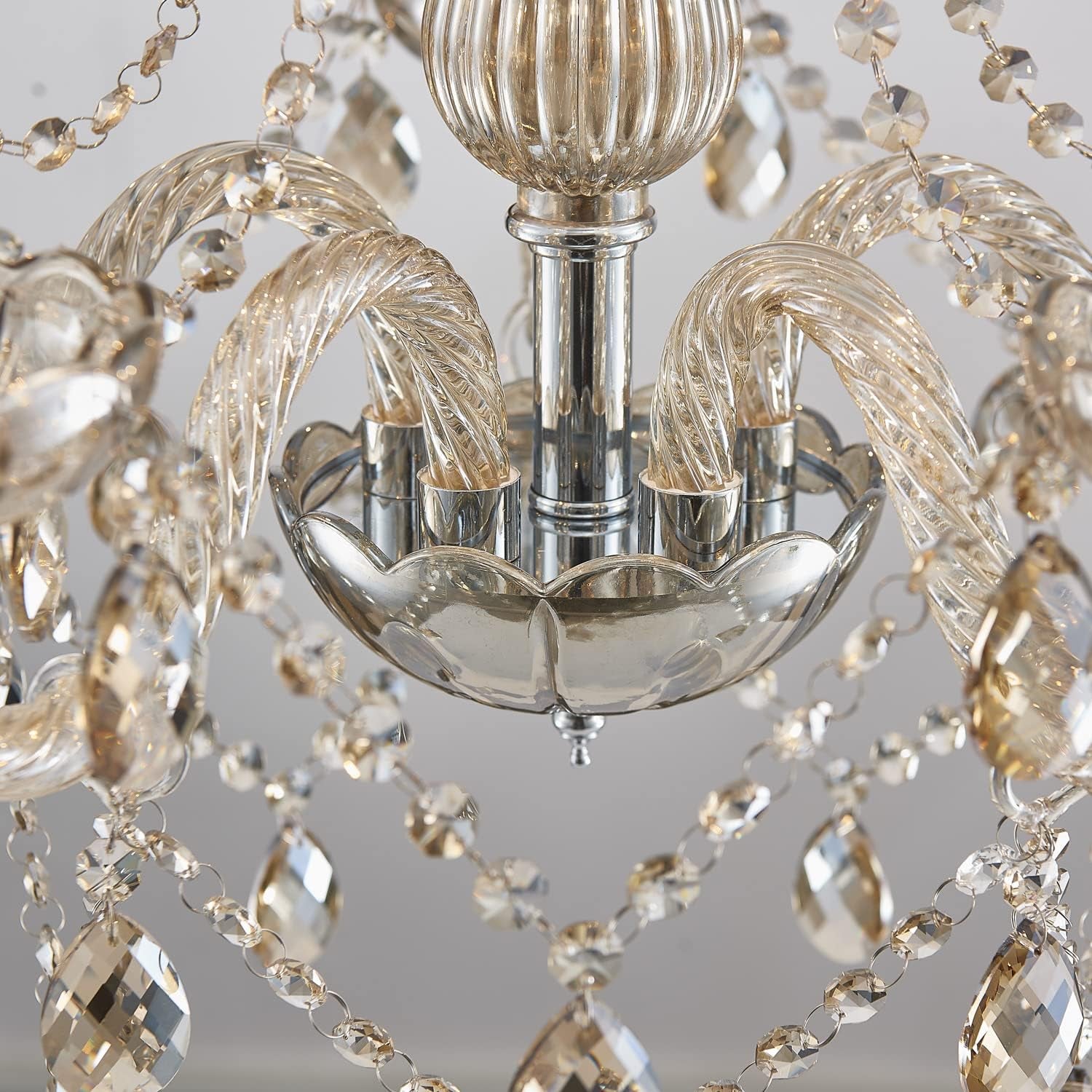 Champagne Crystal Chandelier 5 Light Modern Bedroom