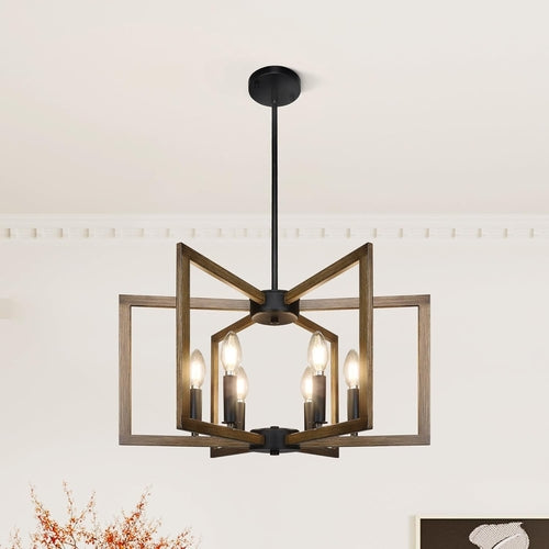 6 Light Black Finish Modern Farmhouse Pendant Lights