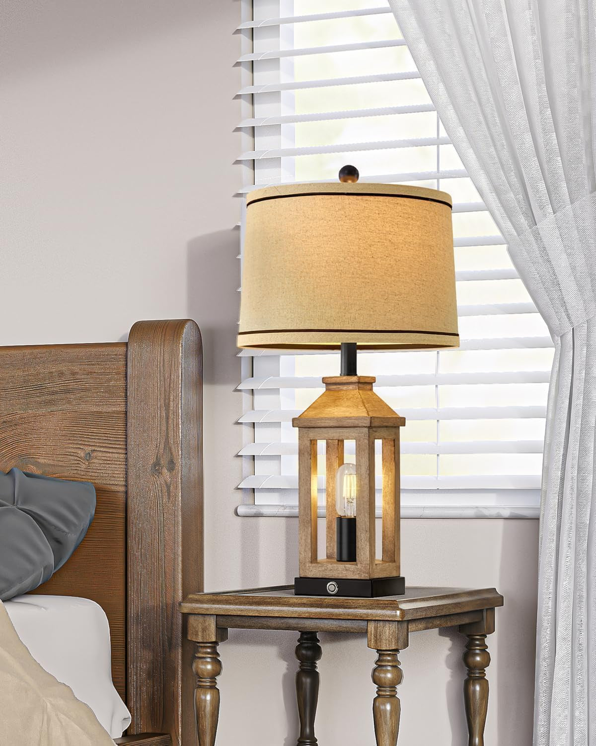 Farmhouse Touch Table Lamps Set of 2 Dimmable USB Ports